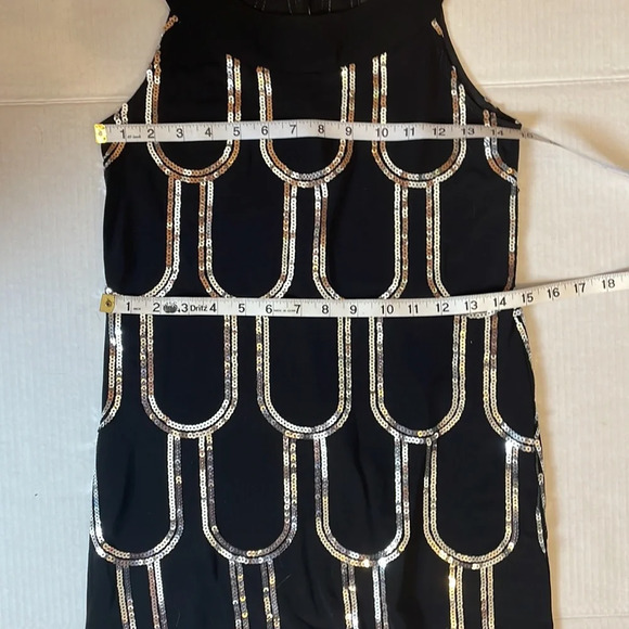 B.Smart black and silver sequined sleeveless dress size 1/2 - Picture 6 of 7